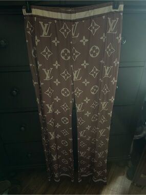 Brown & Cream Monogram Wide Leg sheer cover-up